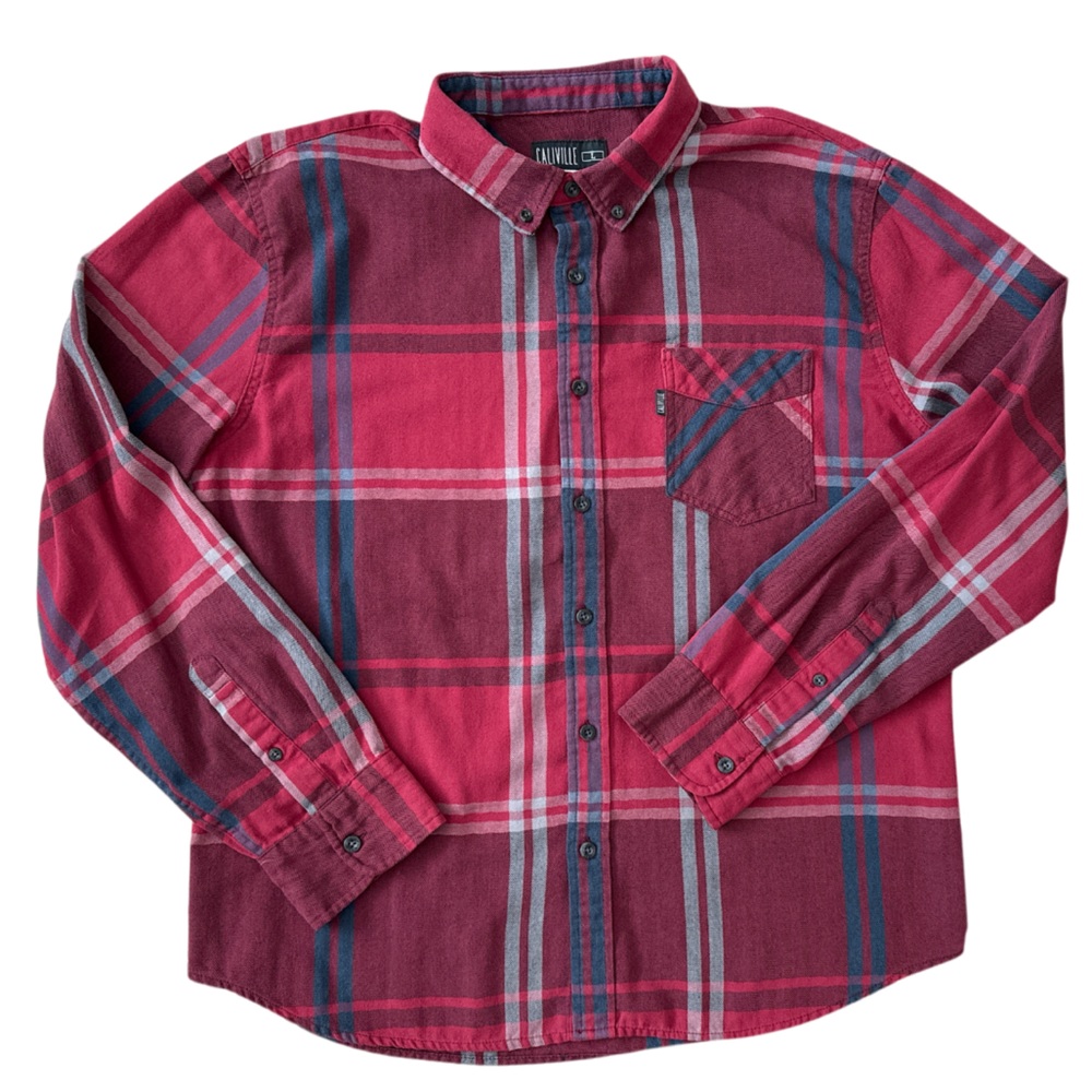 Caliville Men's Red Plaid Flannel Shirt Size Large